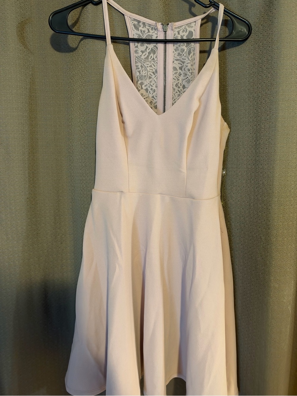 Sleeveless Lace-Back A-Line Dress in Light Cream